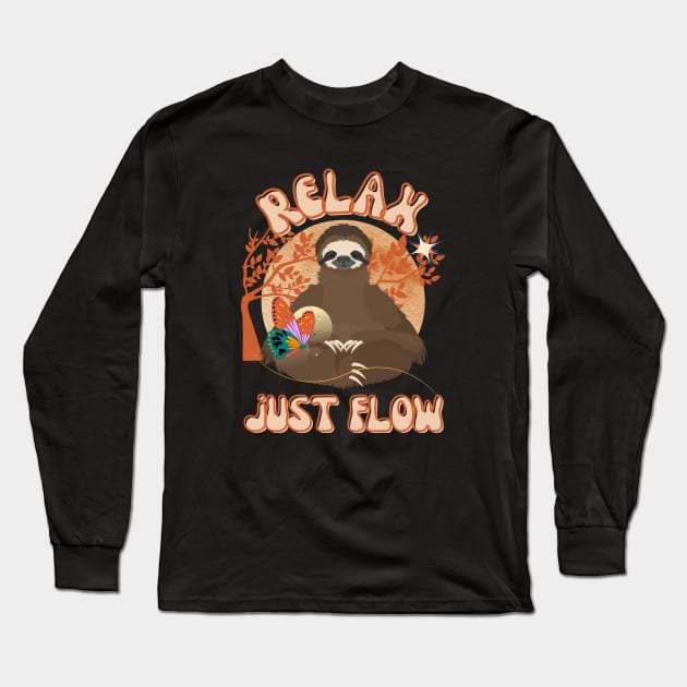 Relax, Just Flow - Funny Sloth Long Sleeve T-Shirt by SEIKA by FP